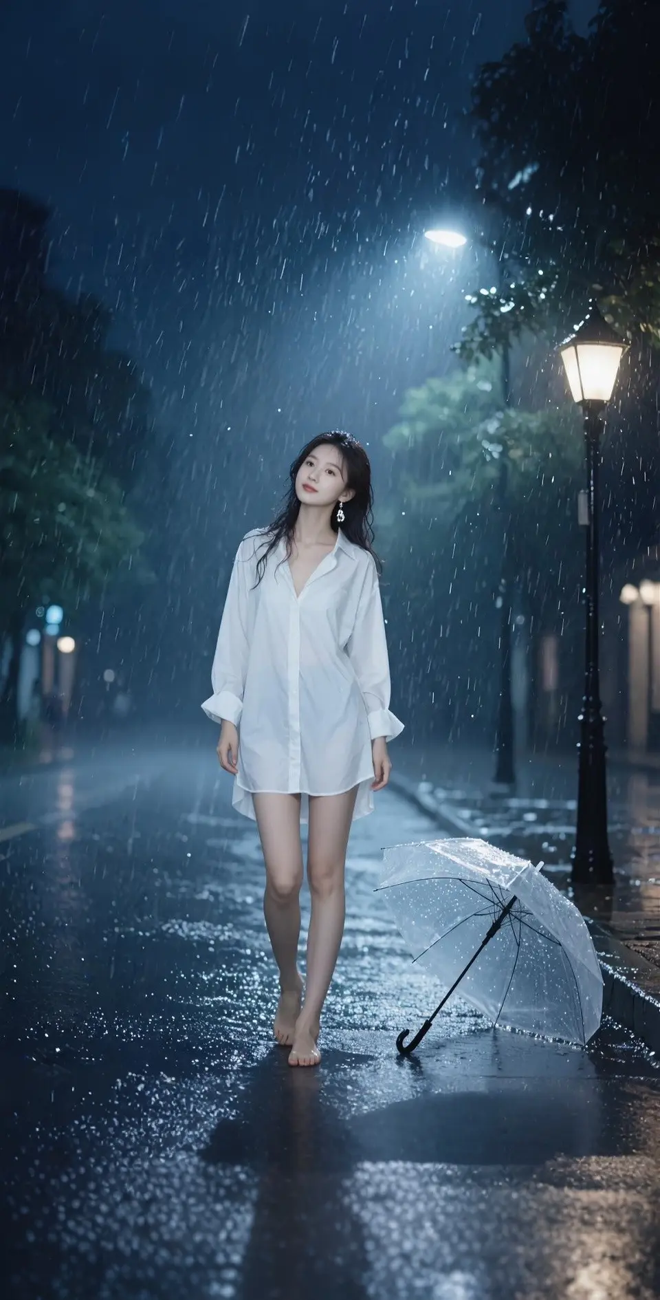 AI扩图 AI雨夜冷感大片