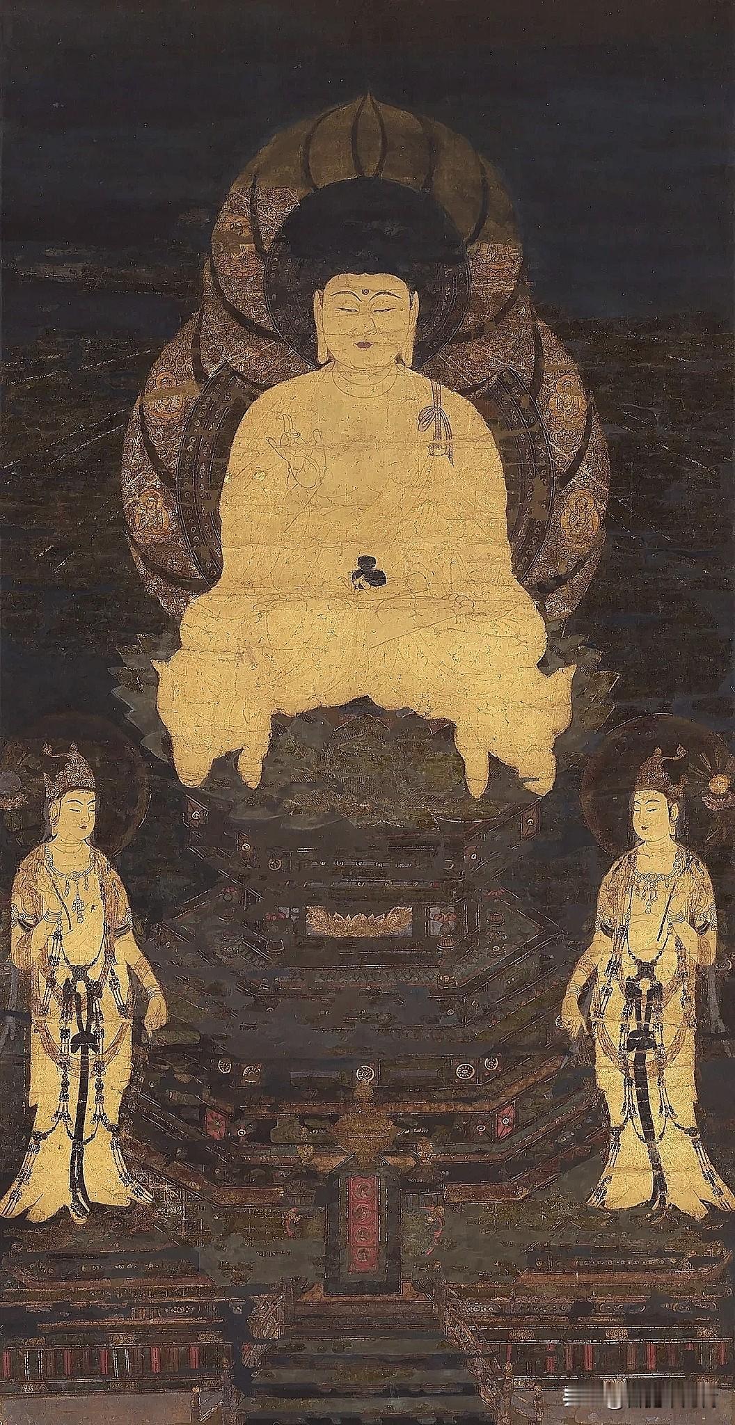 千年镰仓佛画封神！药师三尊，黑金之间窥见日式古佛的肃穆
 
见过无数佛教古画，唯