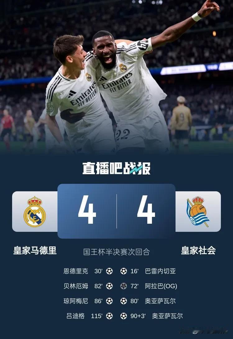 皇马5：4皇家社会晋级国王杯决赛，我有4大感慨
1，皇马锋线有多强大，后防线就有