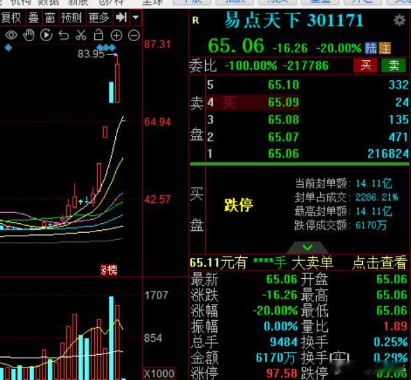 易点天下复牌一字跌停板A股