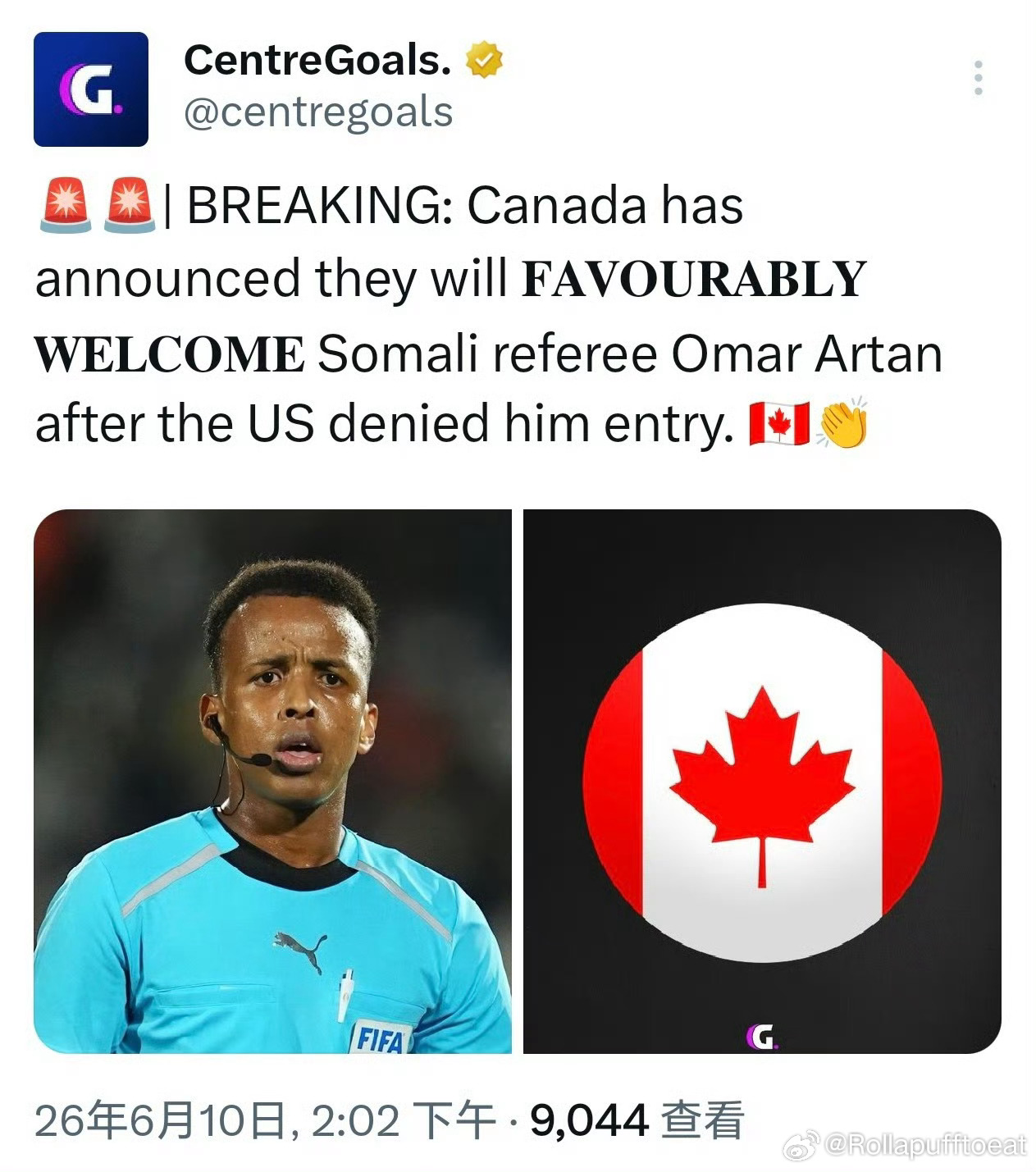 加拿大欢迎被遣返主裁打脸美国同是赛事东道主，处事态度截然不同。持证专业裁判入境遇