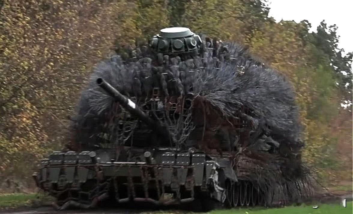 这太魔幻了吧[泪奔]，为了防无人机，俄军坦克现在都成“豪猪”了！

可以看见，几