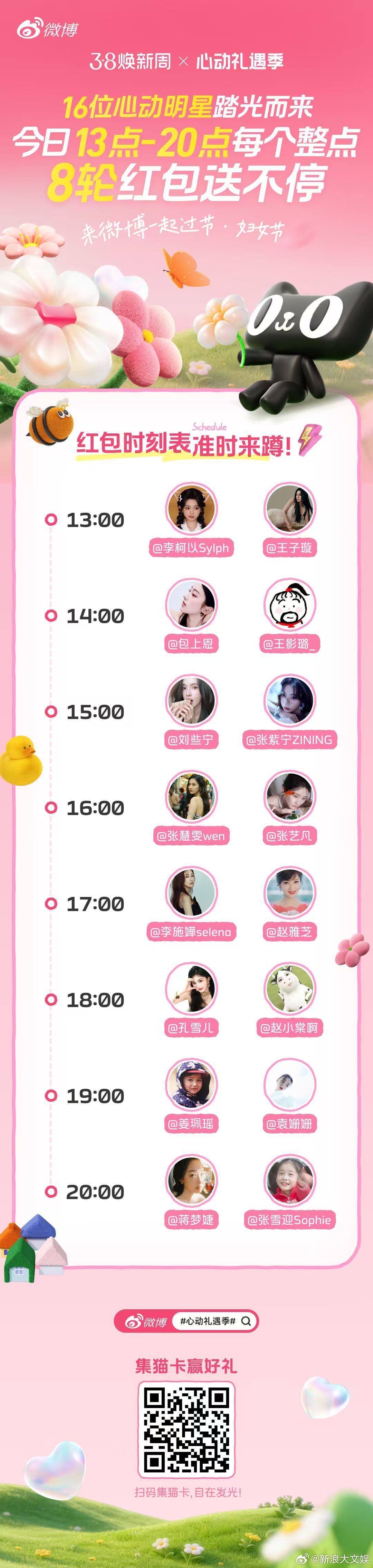 38节女明星红包团建 半个娱乐圈的女神们38节红包团建了！16位女明星接力发博，