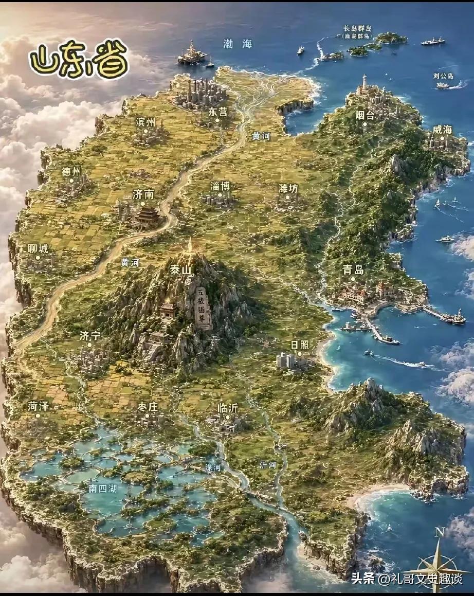这样的三维山东地图看着太直观了。这样的地图一看就让你记着，整个省份的大城市的分布