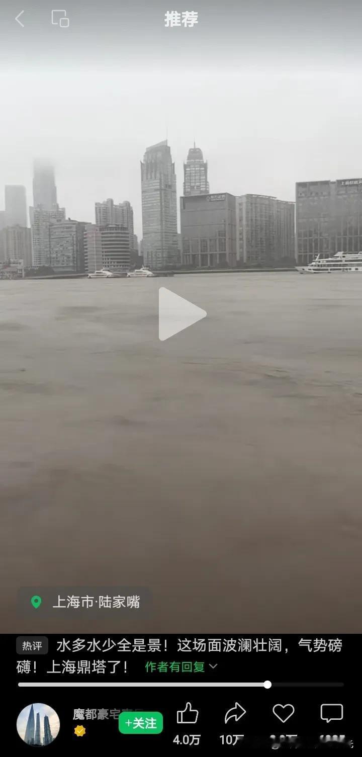 上海黄浦江的水面真高啊，
本地人可能见怪不怪，
外地人看了可能惊奇。


202