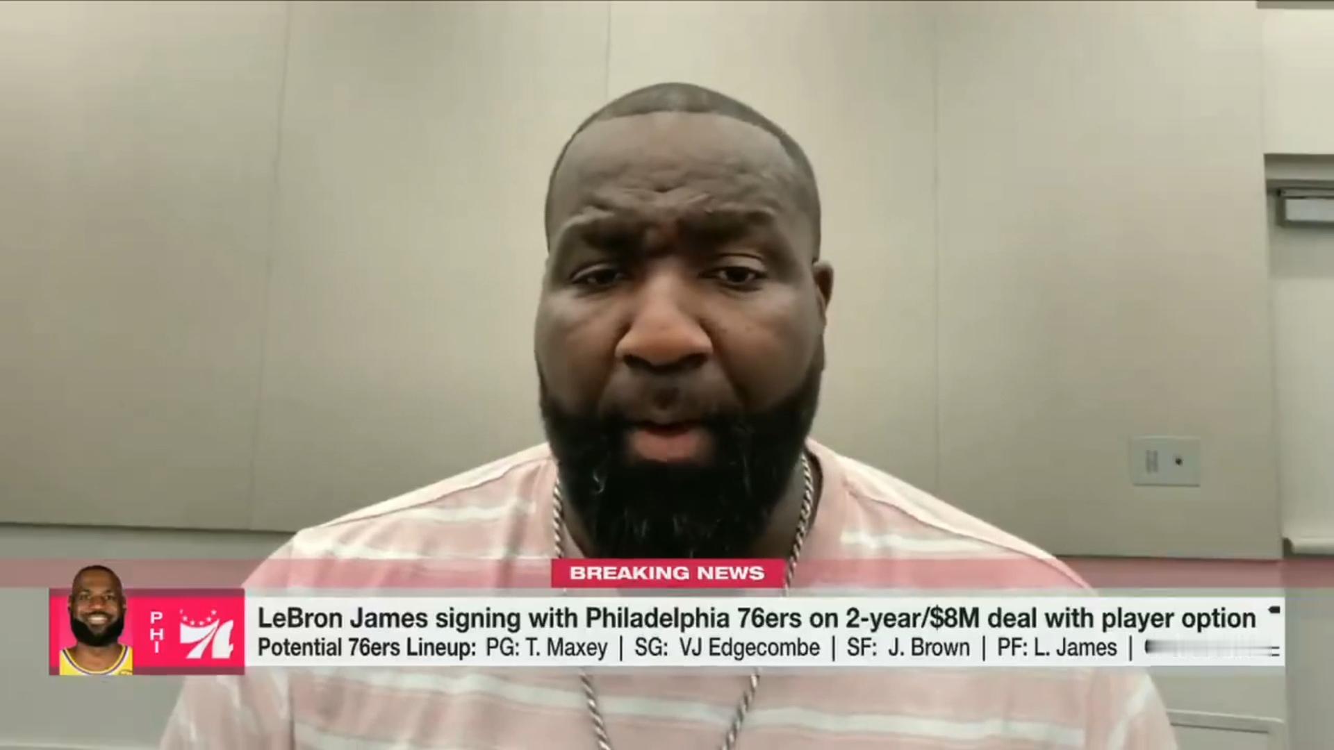 帕金斯说76人签下詹姆斯后能夺冠著名评论员帕金斯在ESPN《NBA Today》