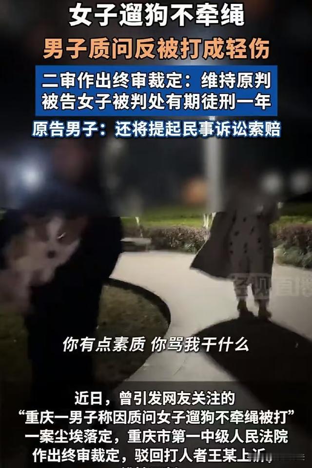 重庆，男子在小区里行走时，被两条没牵绳的狗追赶摔倒在绿化带中，男子提醒遛狗女子遛