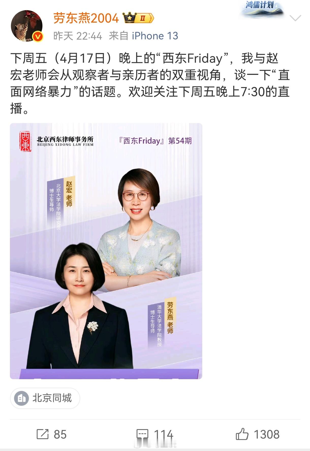 劳东燕与赵宏连线谈网络暴力…这组合，总感觉少了一个人…不过，我也再三提醒了，不要