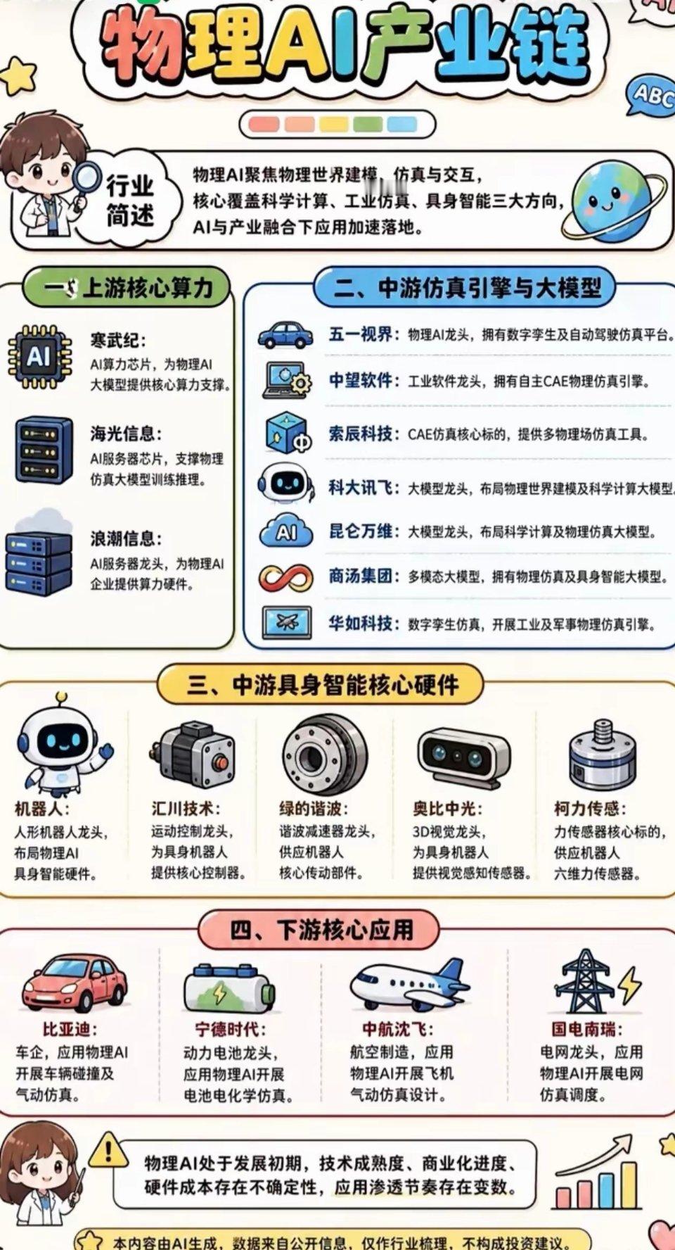 物理AI全新赛道完整产业链梳理！四大环节龙头一览       物理AI作为AI新