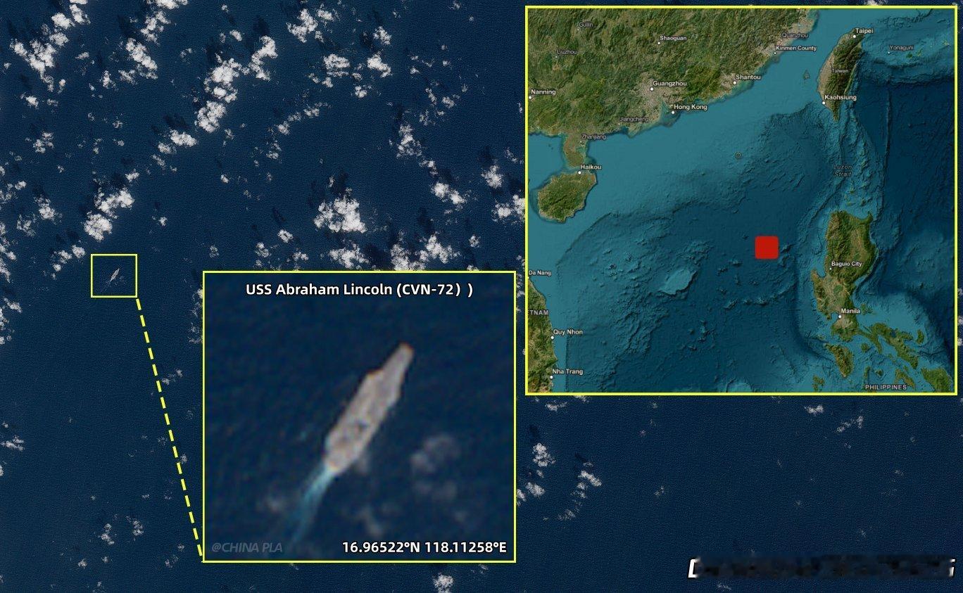 🔻昨天美国海军的林肯号航母战斗群，在菲律宾旁边活动。🔻老美反应倒是很乖巧，什