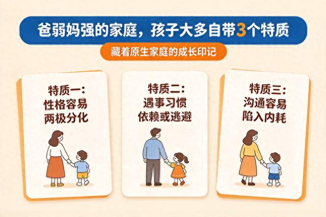 爸弱妈强的家庭，孩子大多自带3个特质，藏着原生家庭的成长印记