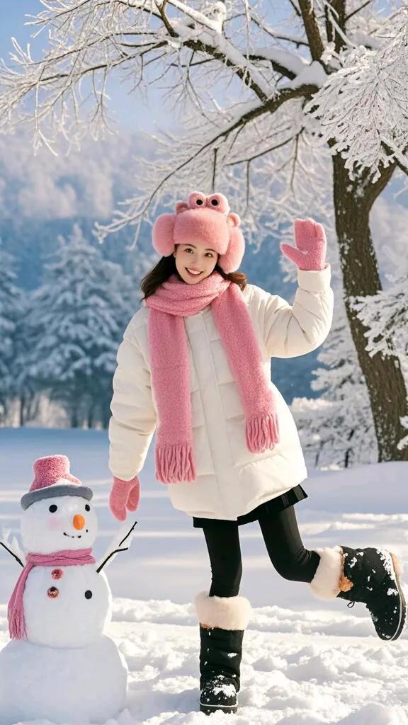 雪中欢笑#童心未泯#活泼可爱##看看你的雪照# 时尚潮流穿搭