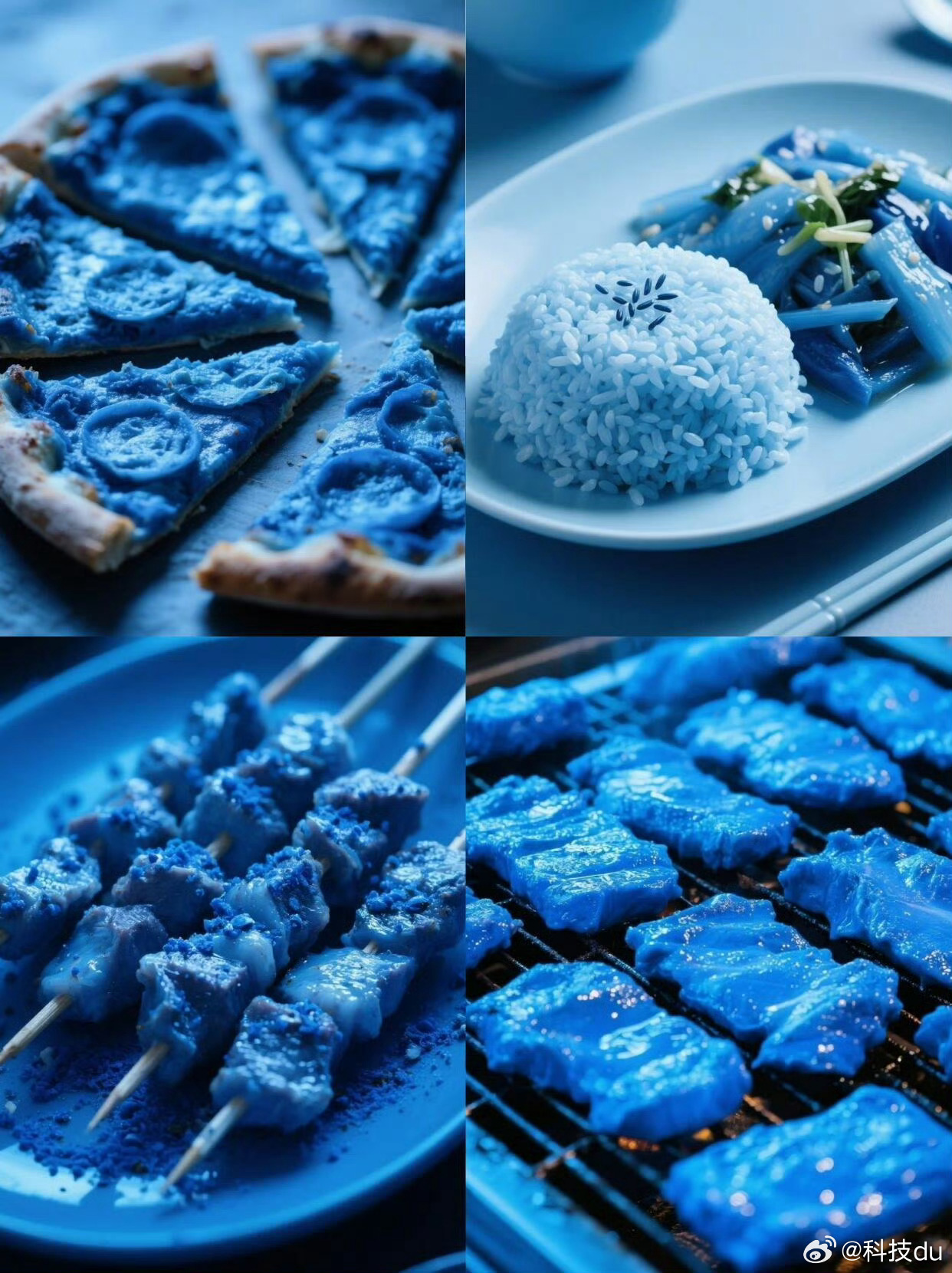 蓝色果然抑制食欲我还挺喜欢蓝色的，但是看到做成蓝色的食物，还是有点难以直视，突然
