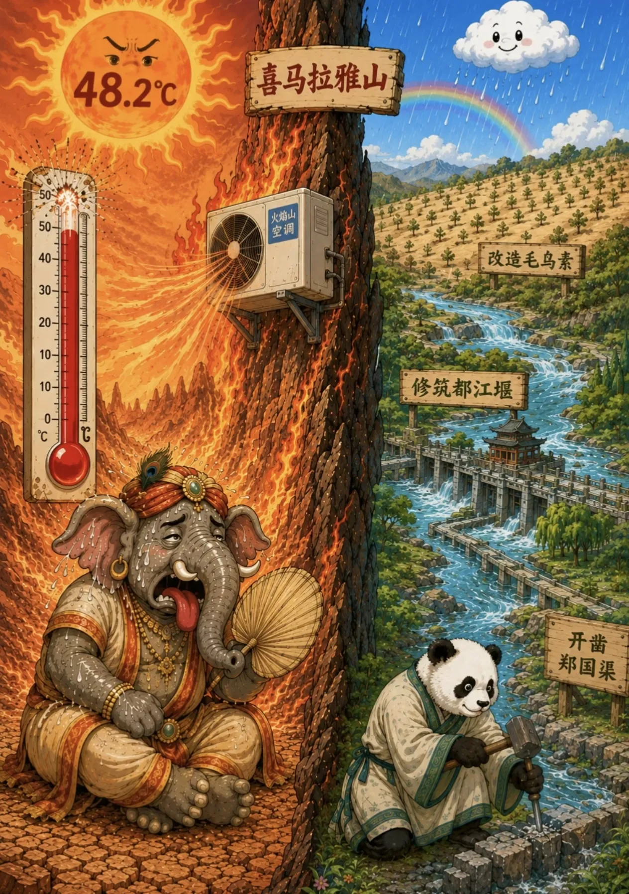 天气热的问题，也不能全怪地理结构，虽然开局没有占到有利地形，但可以搞环境治理啊 