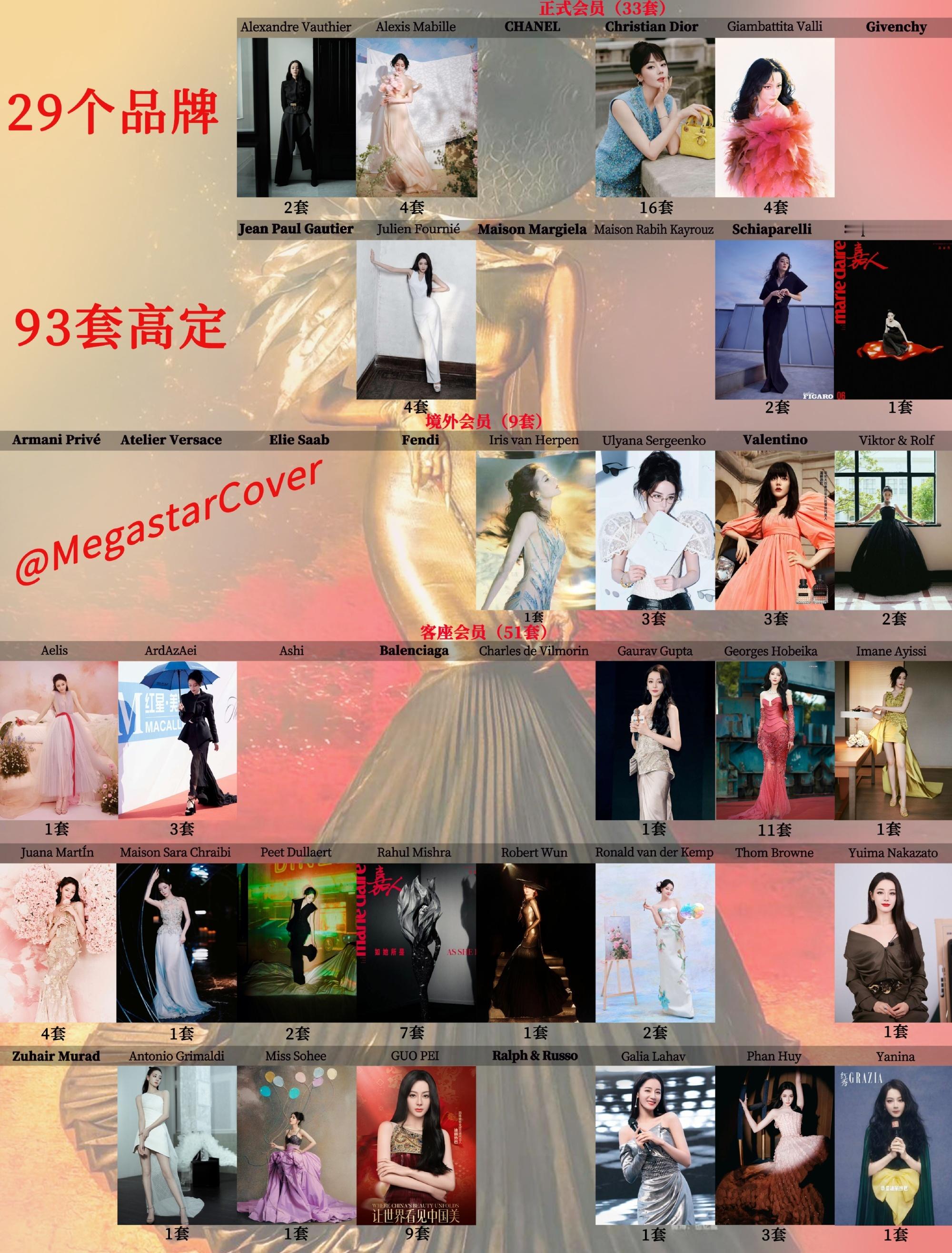 迪丽热巴最新高定汇总！累计演绎29个品牌93套高定！百套倒计时 ～ 