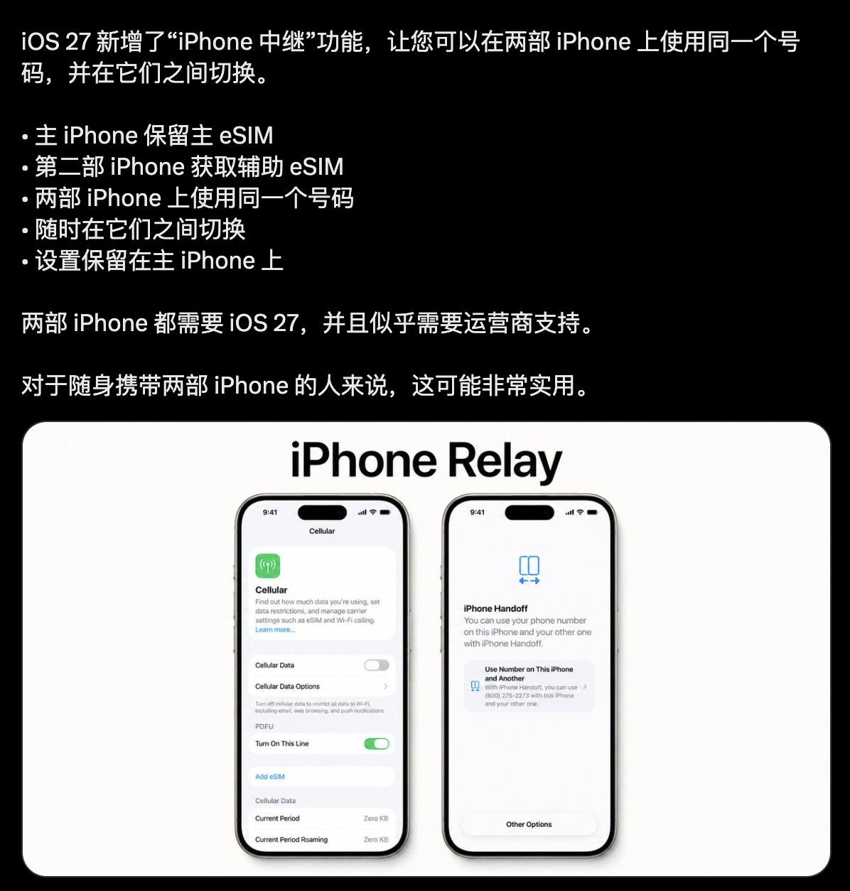 这得靠运营商支持。 ​​​