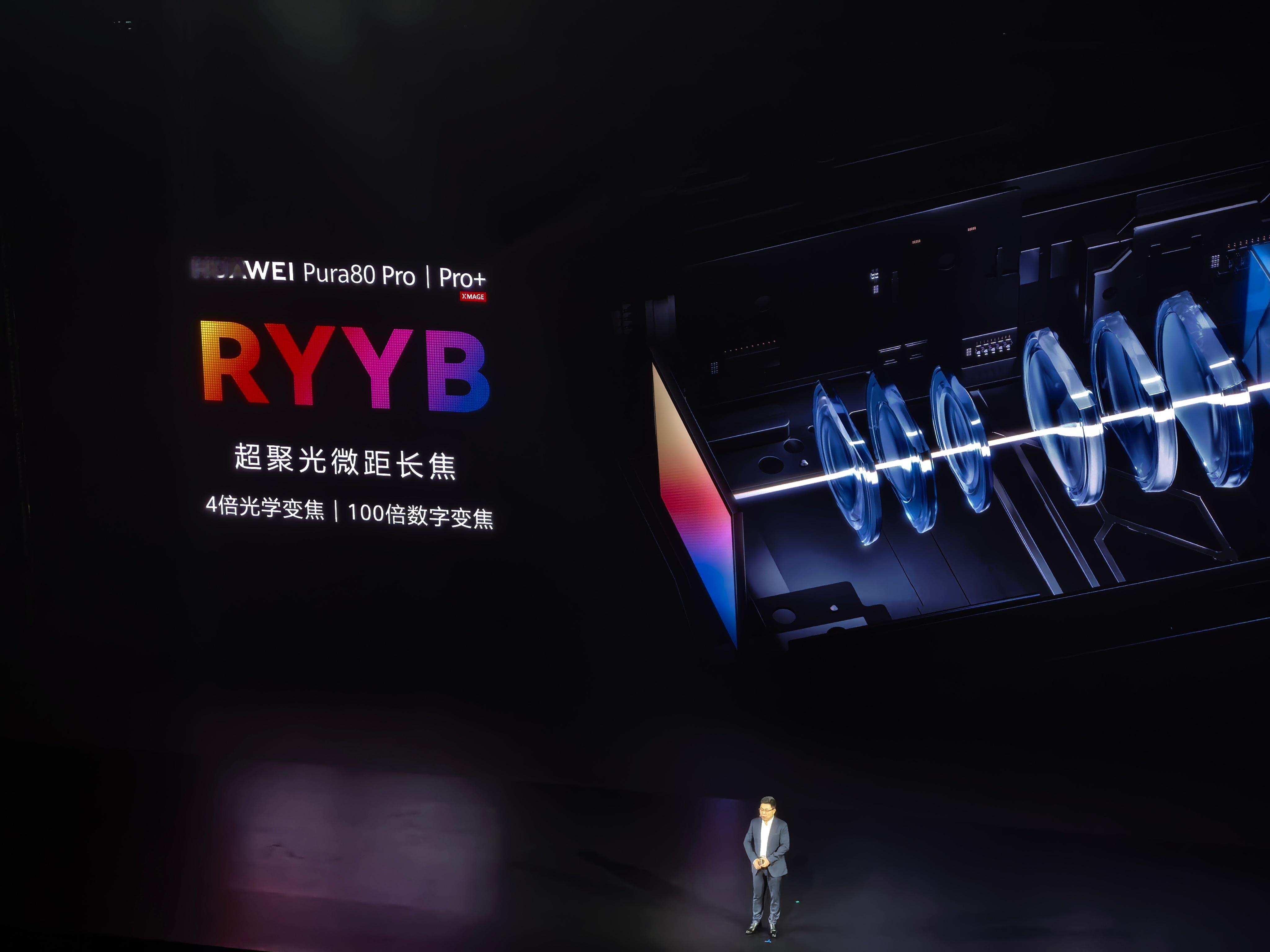 Pura80 Pro和Pro+搭载了同一颗RYYB长焦，4倍光变，100倍数字变