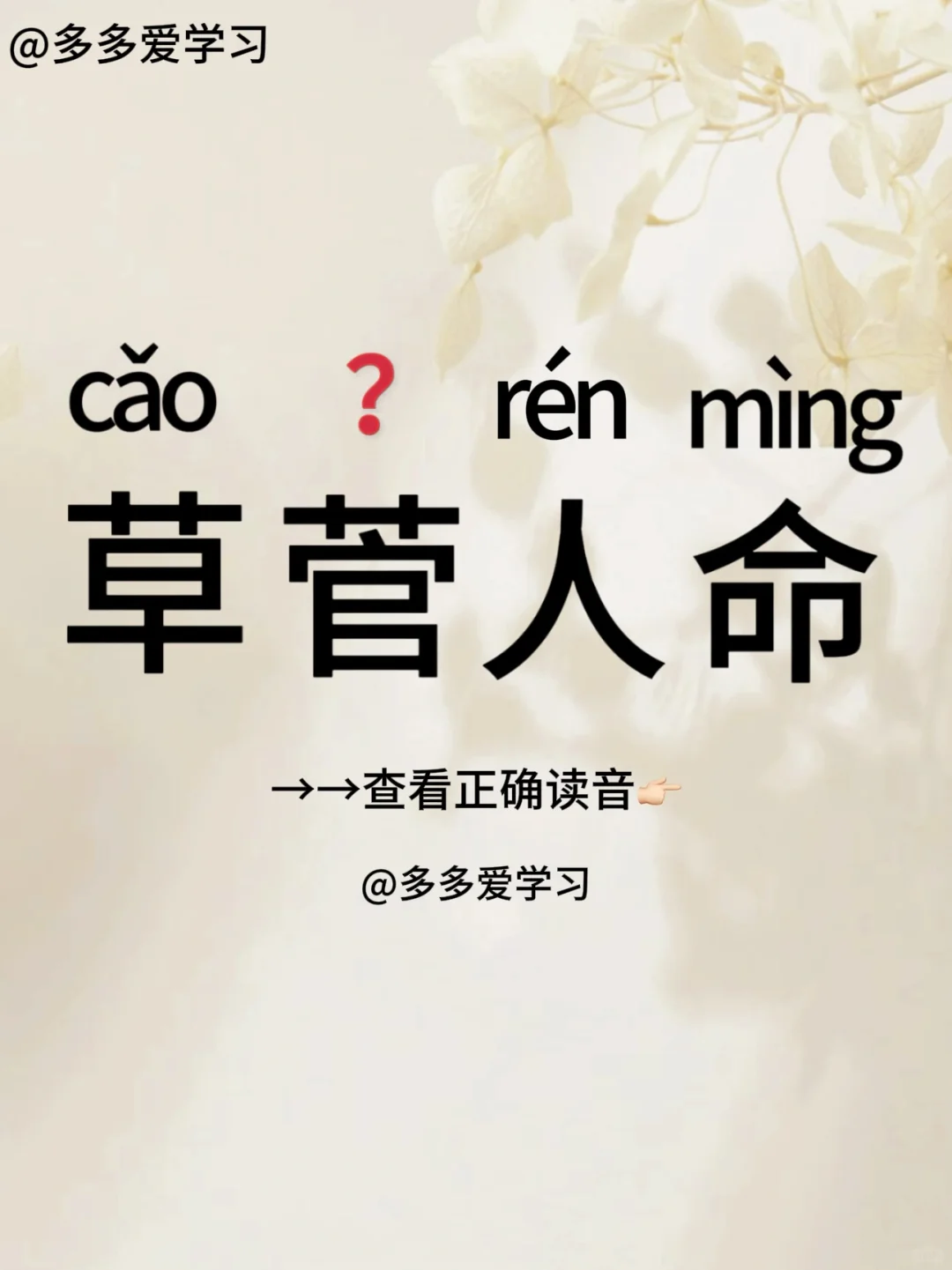 草菅人命——你读对了吗 🍇草菅人命 🍇解释：“草菅人命”的原义是把...