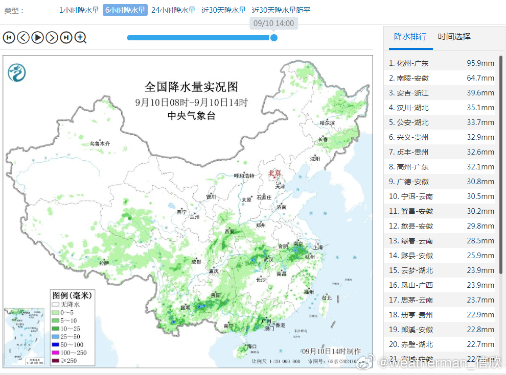 【强降雨和强对流】今天08-14时，降雨分布相对分散，时空不均，大致可以看到沿着