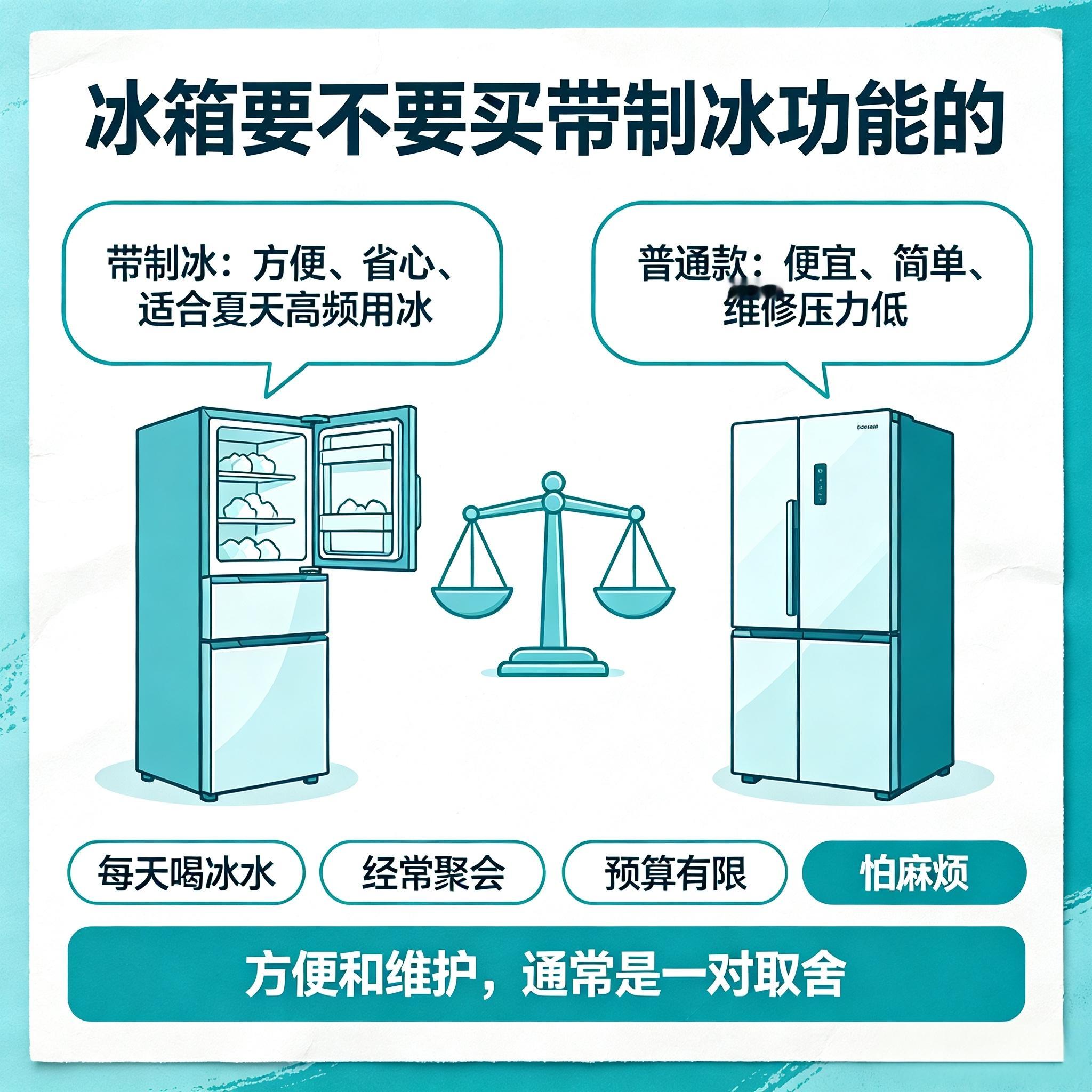 冰箱要不要买带制冰功能的 其实这真不是智商税，关键看你的用冰频率！如果你是“无冰