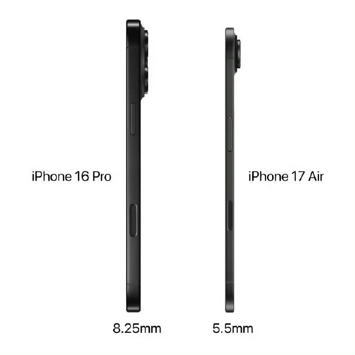 曝iPhone17Air厚度为Pro的一半 厚度是一半，电池续航不会也是一半吧，