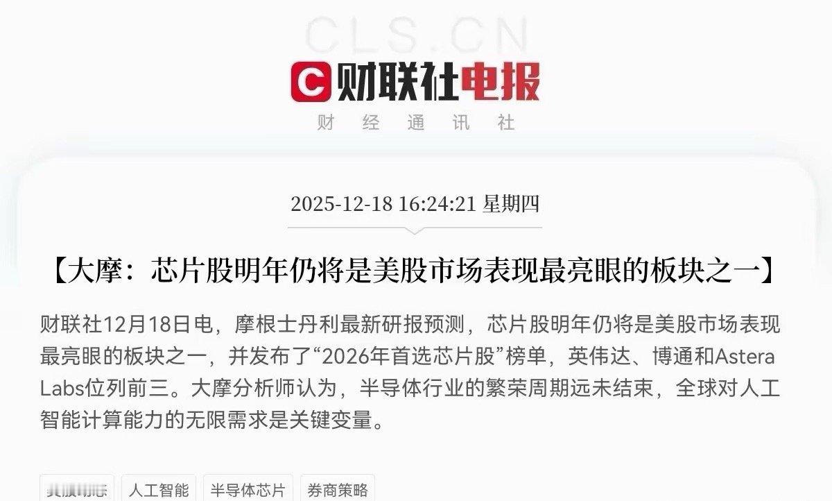 存储芯片又要起飞了！就在刚刚！大摩发布最新利好观点！不出意外的话，明日存储芯片板
