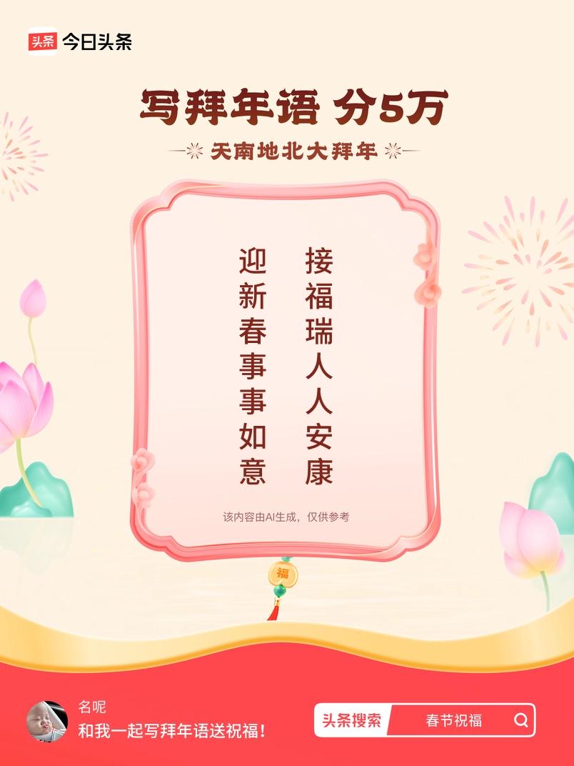 写拜年语送祝福新春拜年送祝福！我的祝福是：“迎新春事事如意，接福瑞人人安康”！快