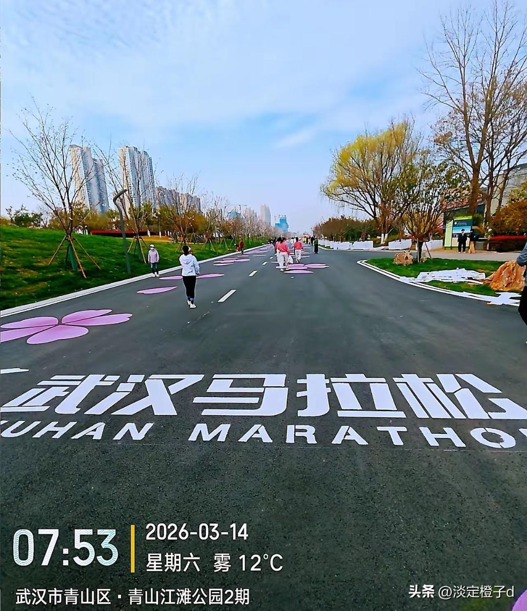 汉马终点提前出圈
 
青山江滩樱花赛道成汉马预热顶流。
新观点层面，青山组合移动