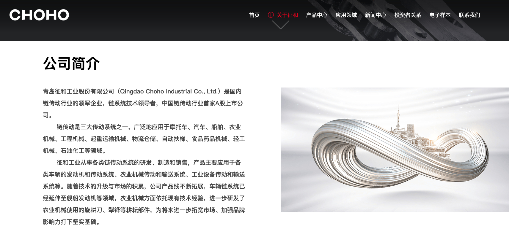 CHOHO，征和工业，它只做一样产品：链条。更准确地说，是发动机链系统、摩托车链