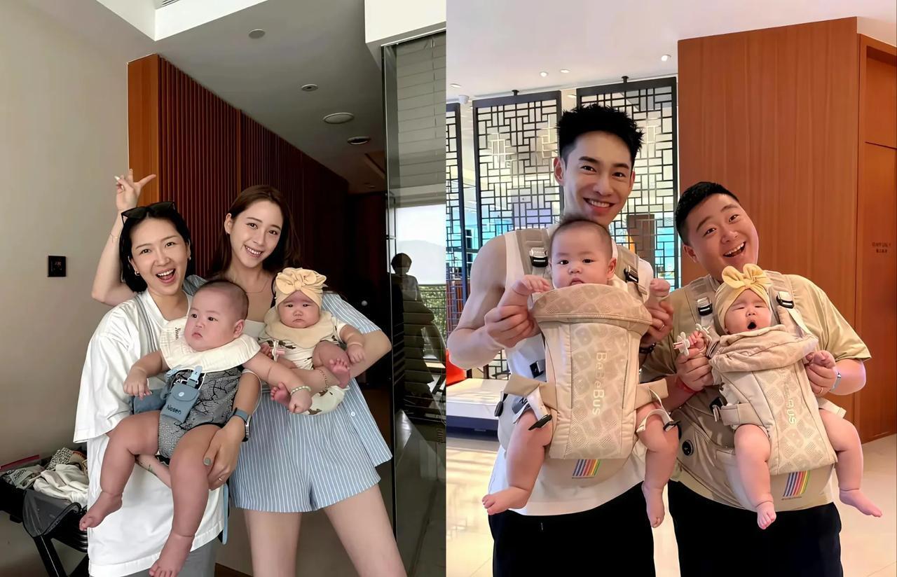欧阳妮妮一家三口和郝劭文一家三口一起玩，郝劭文做了爸爸依旧那般可爱，就好像看到了