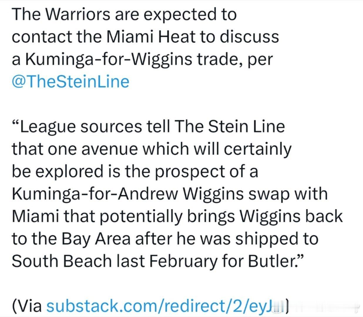 Marc Stein：勇士将探索用库明加换维金斯。 