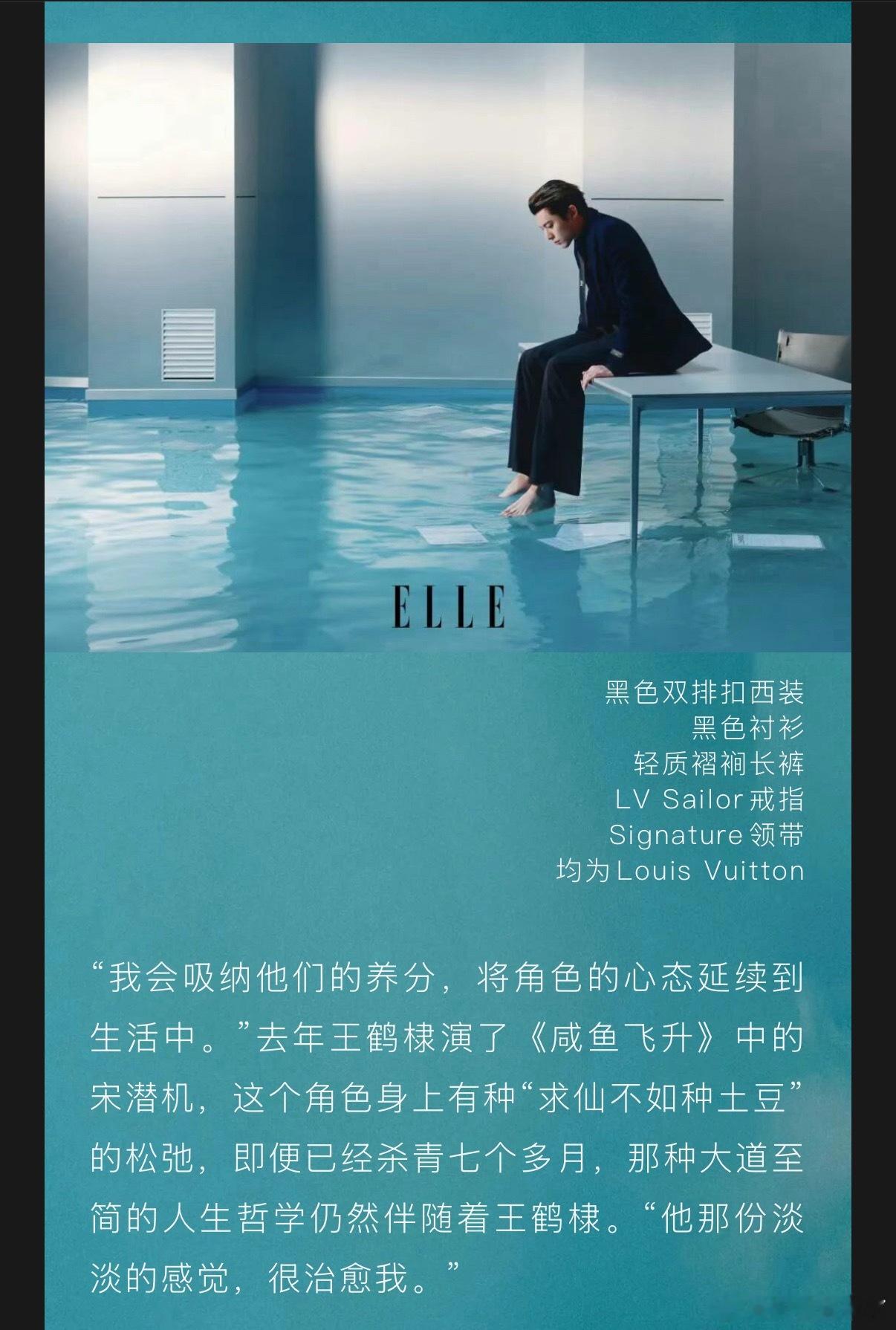 王鹤棣elle水世界大片 1️⃣他那份淡淡的感觉很治愈我。淡或许是为了守住浓2️