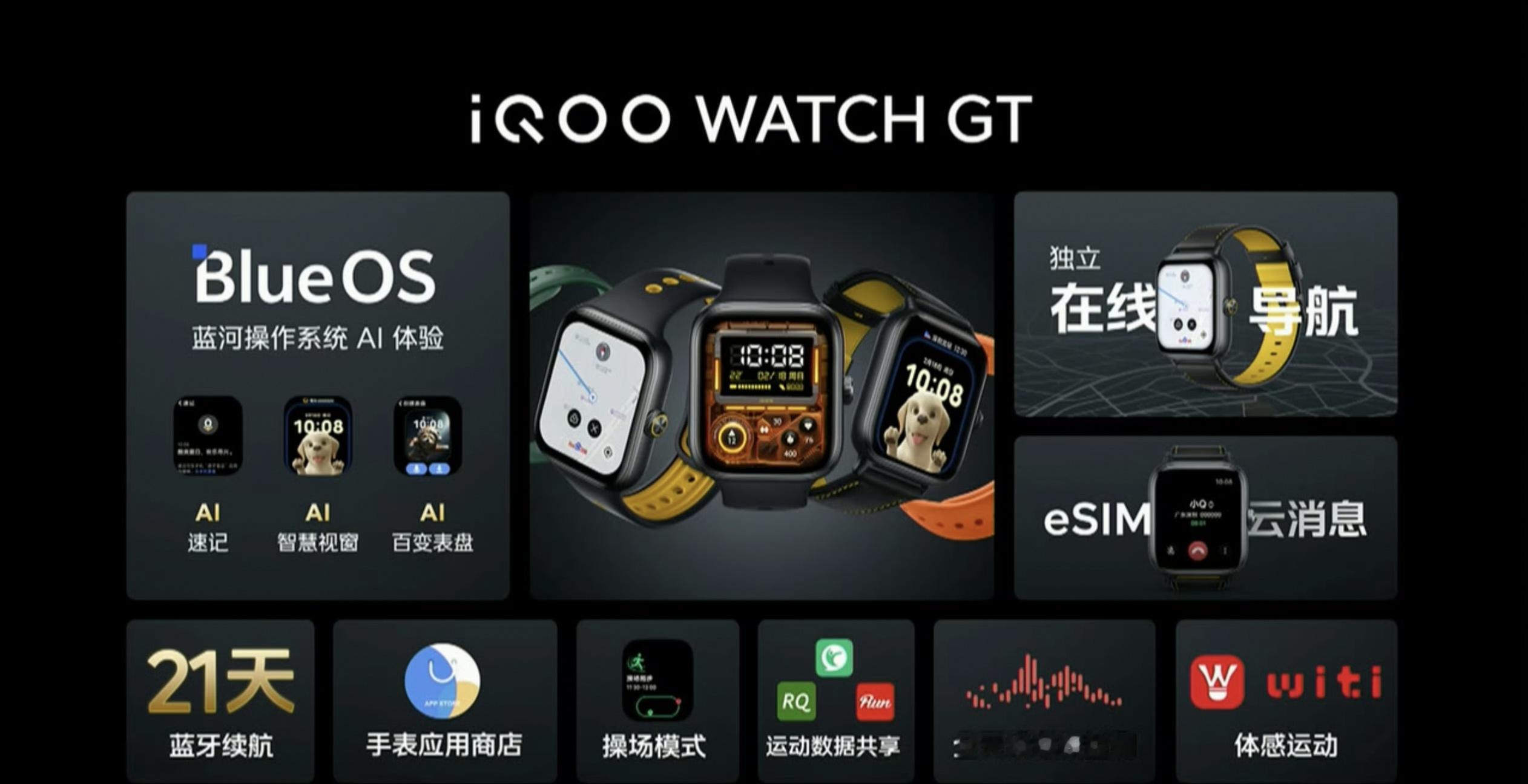 iQOO WATCH GT-配色：疾速黑  瞬影黑-性能：紫光展锐W117 芯片
