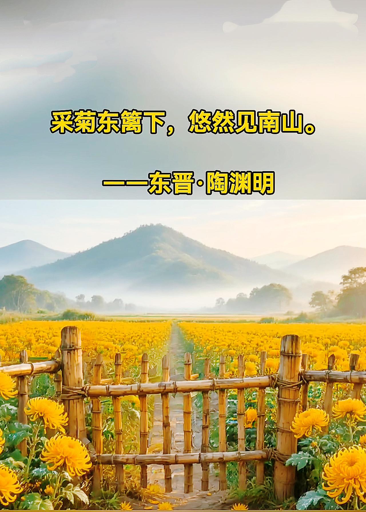 赏读陶渊明的《采菊东篱下》

饮酒·其五
东晋 · 陶渊明
结庐在人境，而无车马