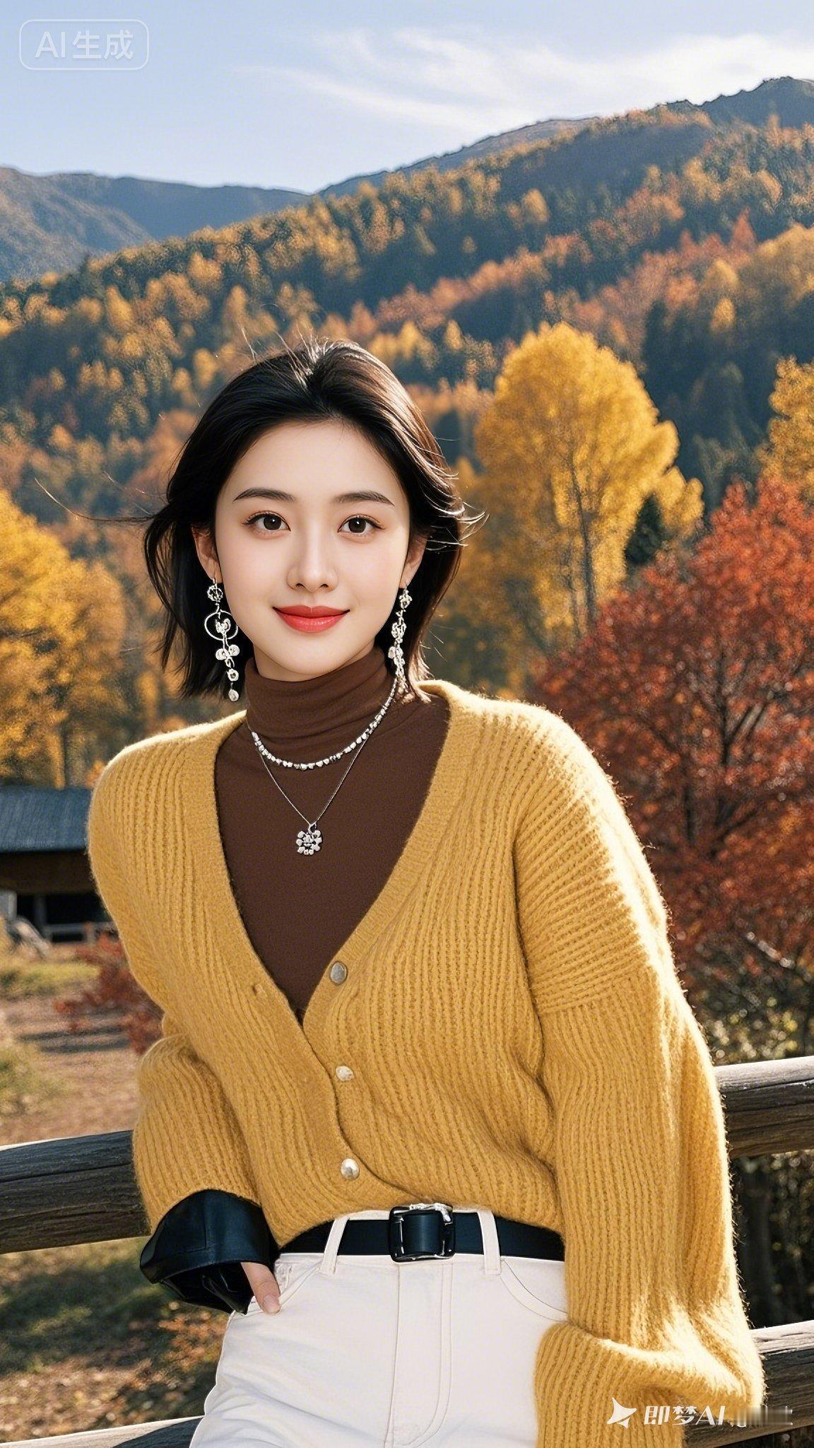 秋日暖阳下，温柔甜美的女孩🍂🌞