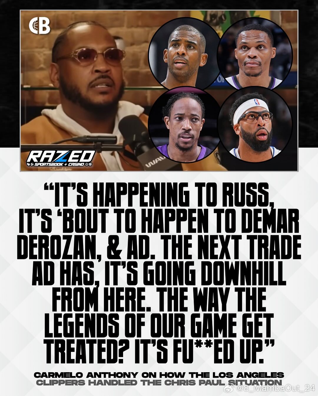 卡梅隆·安东尼评价快船处理保罗事件的方式："这种事发生在了威斯布鲁克身上，即将发