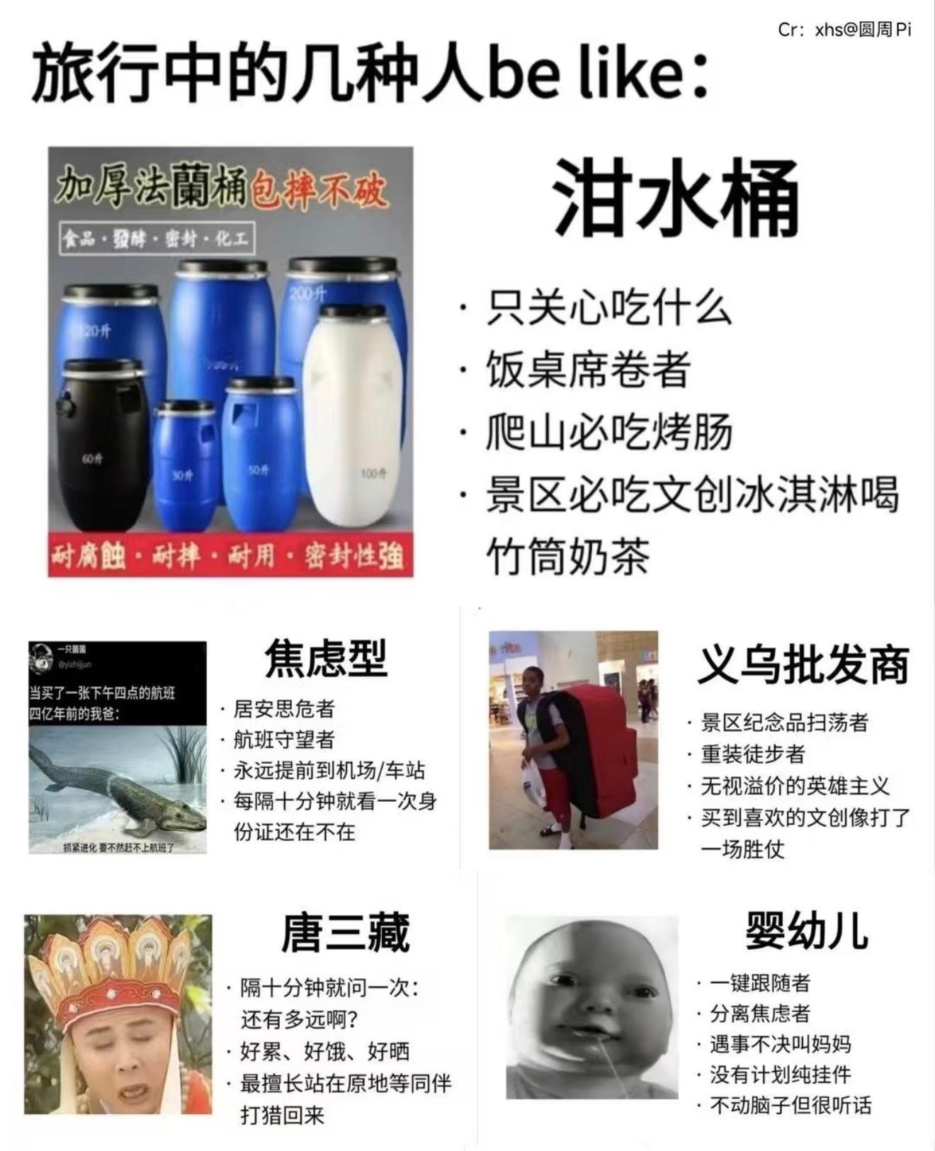 旅行中的几种人be like： 