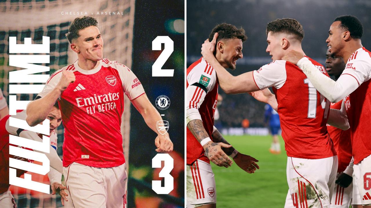 联赛杯：阿森纳客场3-2击败切尔西，首回合占据先机。
本怀特头槌破门，约克雷斯传