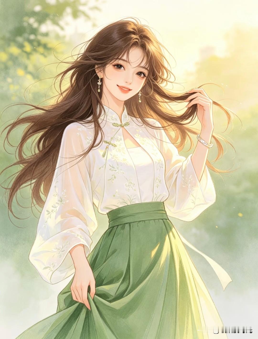 清风入袖，满目皆温柔
新中式温婉少女头像插画分享
背景图、插画、头像 新中式少女