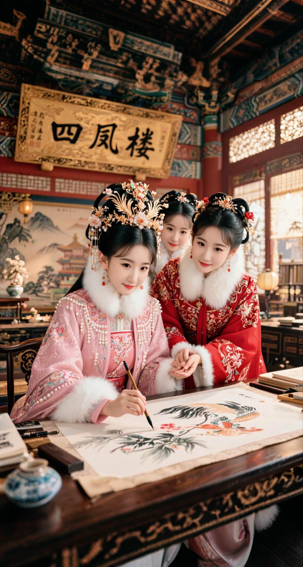 AI扩图 AI华丽宫阁大片