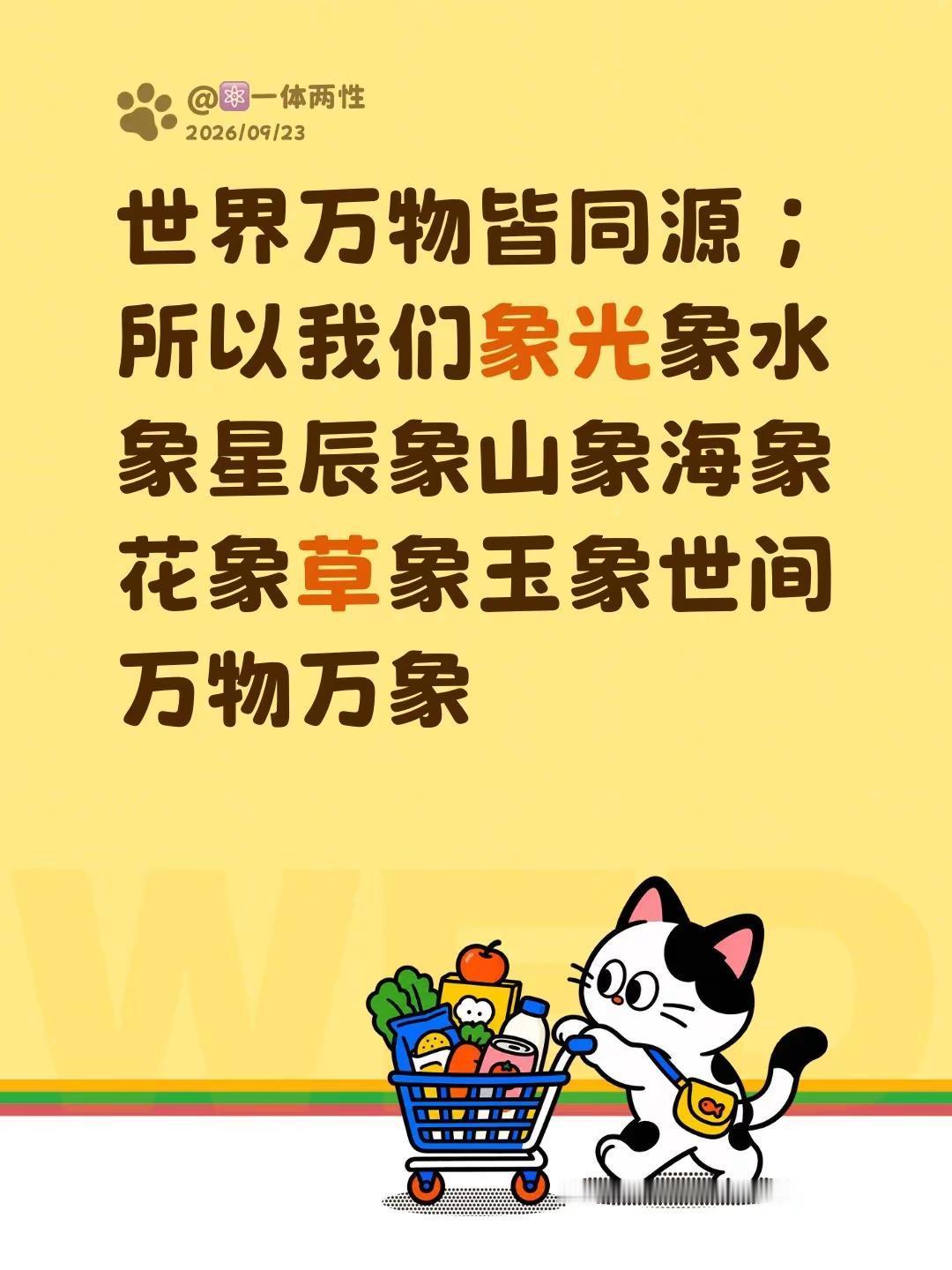 世界万物皆同源；所以我们象光象水象星辰象山象海象花象草象玉象世间万物万象