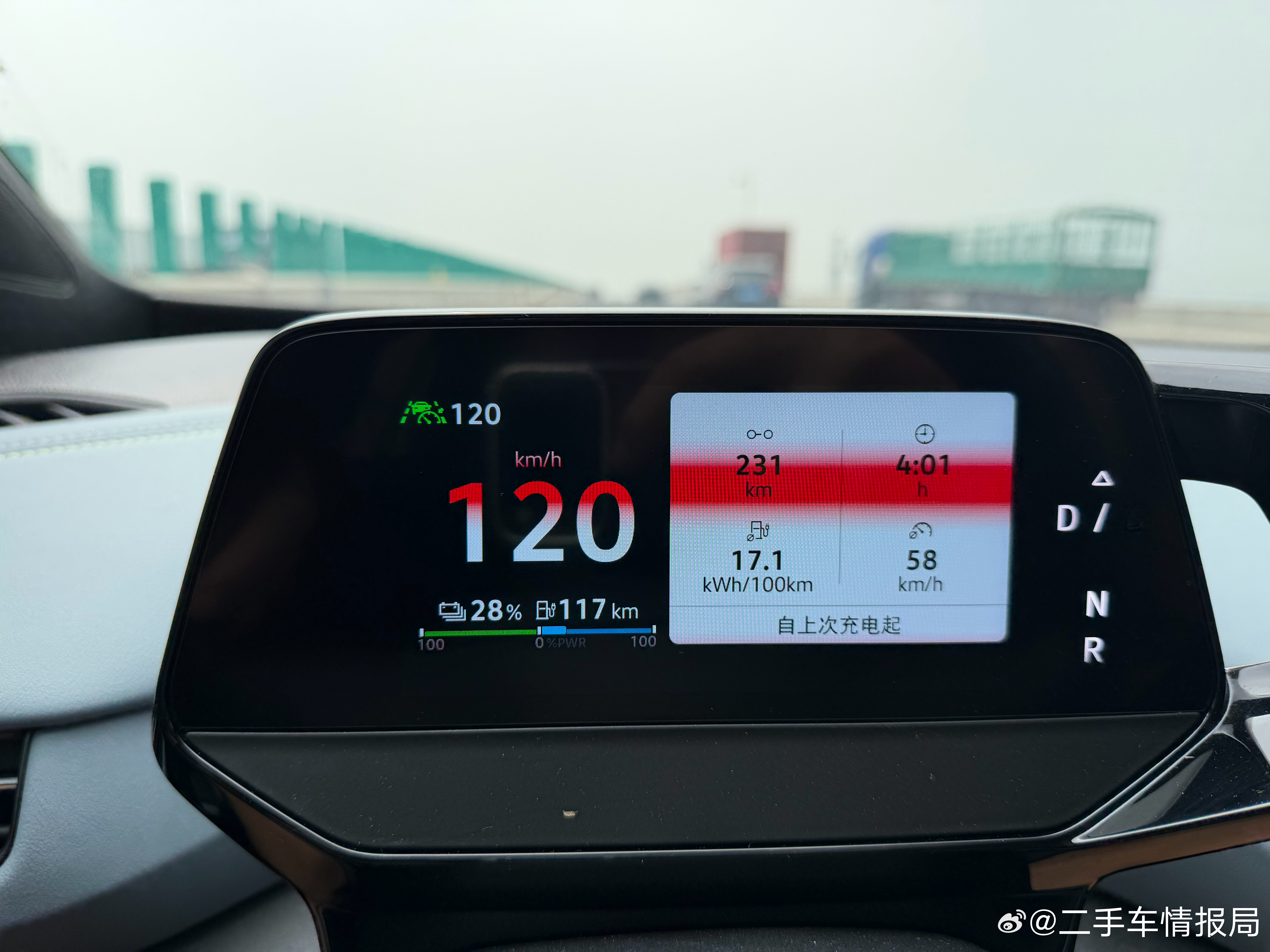 78%到28%的时候正好用了50%的电，我跑了231公里非常好路况的高速，基本没