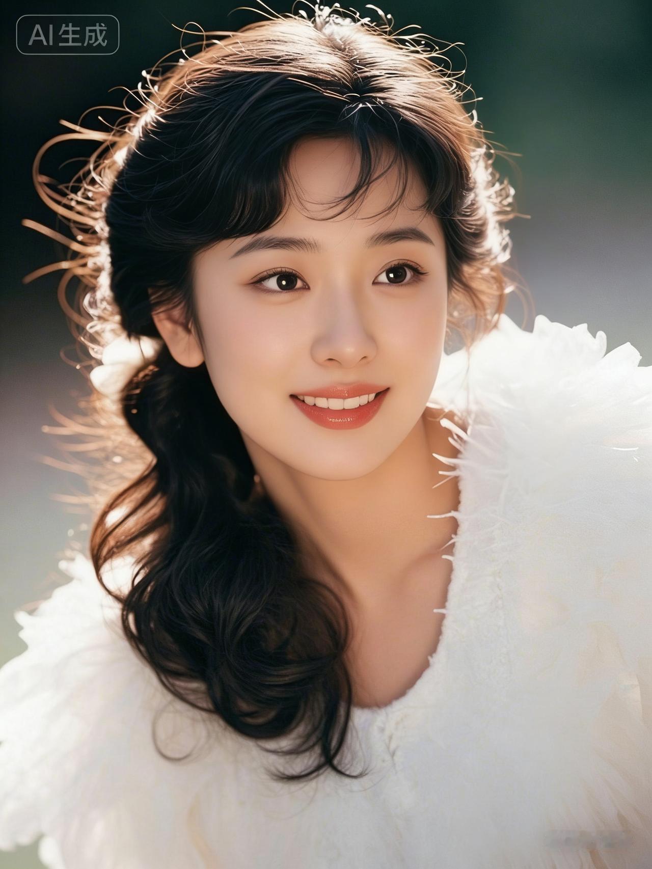 美女侧影宛若梦幻秘境，神韵悄然流转，眼眸明亮如星，唇角轻扬带笑，弧度清甜，恰是青