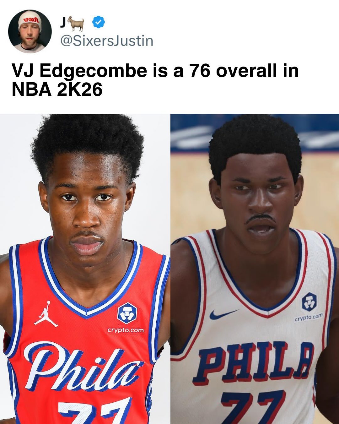 啊？！这……像吗？！[允悲][笑cry]费城76人NBA2K26 ​​​