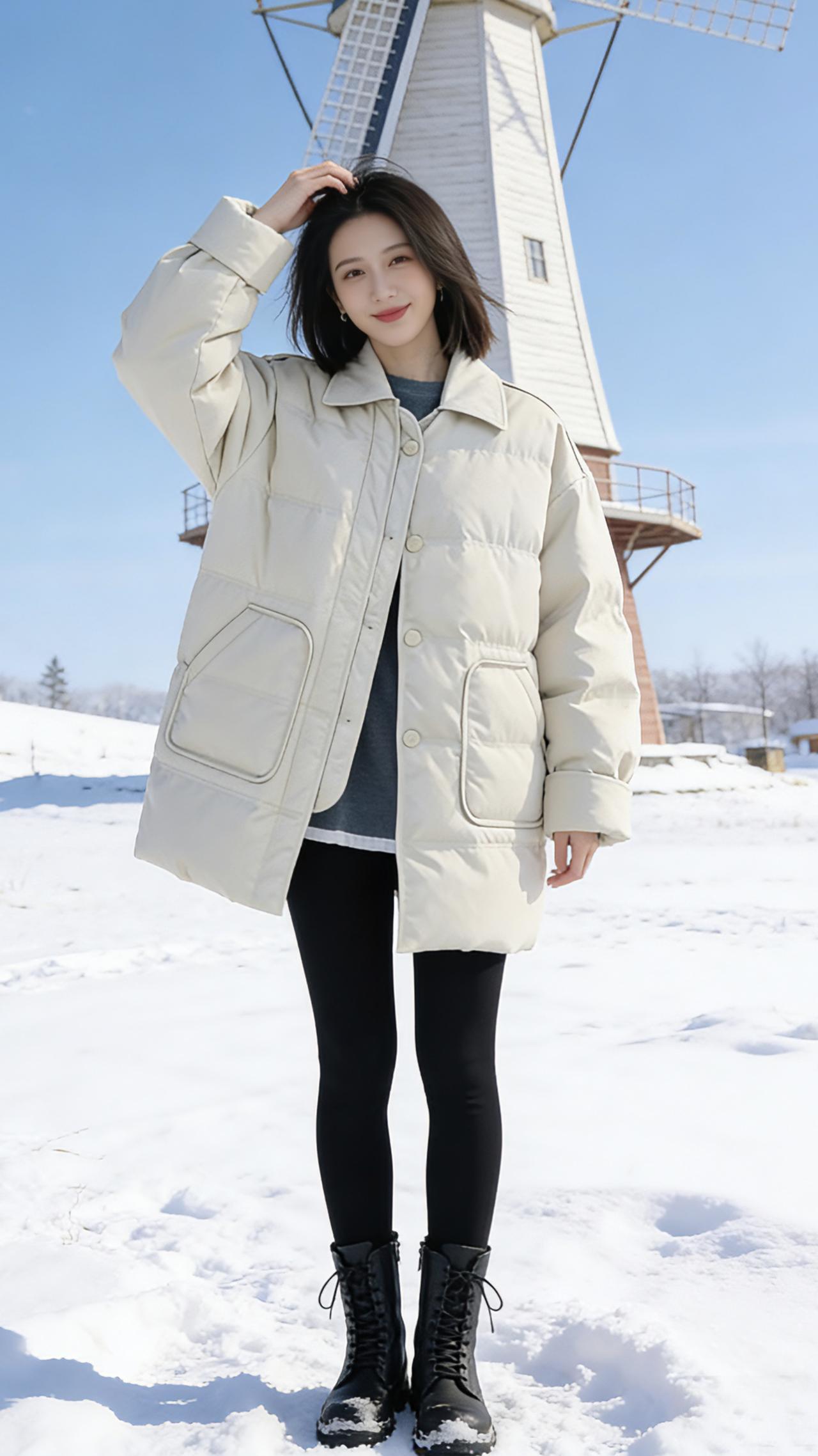 穿出你的时尚你的感觉 棉服也能穿出时尚感 保暖又好看 女装穿搭新年穿搭