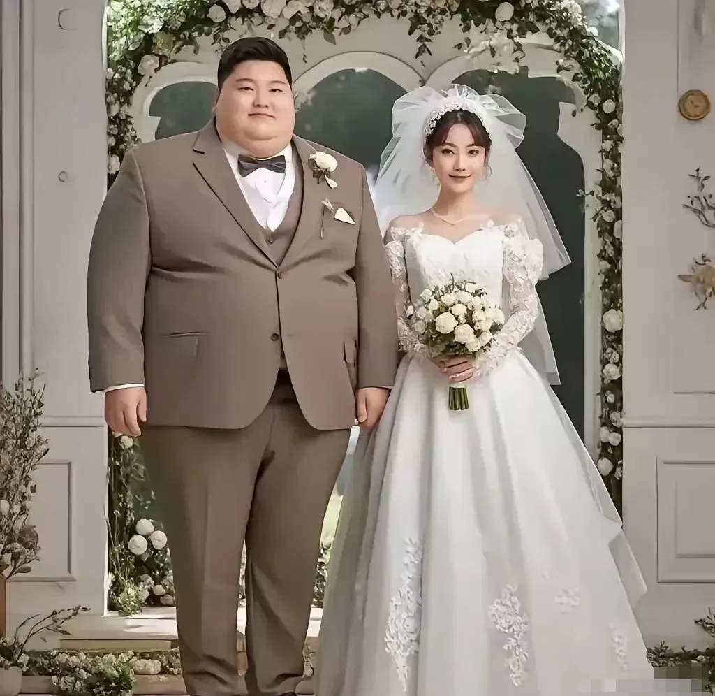 胖哥情商高，
娶到女多娇。
人生无遗憾，
幸福过暮朝。