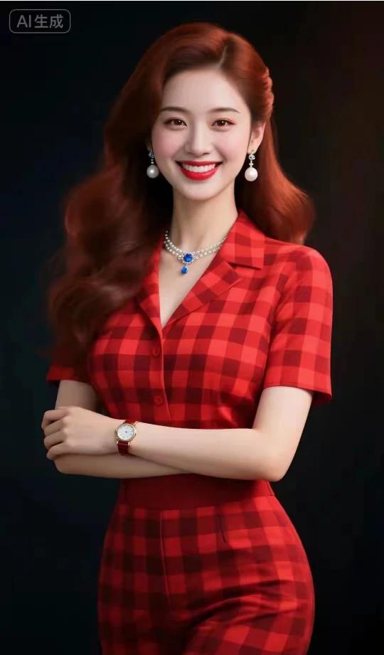 情不自禁开心笑，
帅哥夸俺长得好。
女士就爱别人夸，
心里满足乐淘淘。