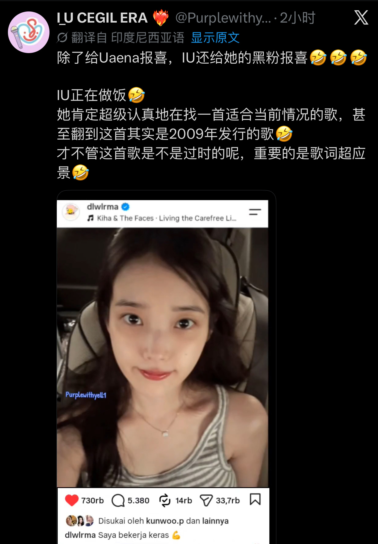 我笑的好崩溃 bgm甚至是2009年发行的明知故赞 全韩明星陪iu表人最狠的一次