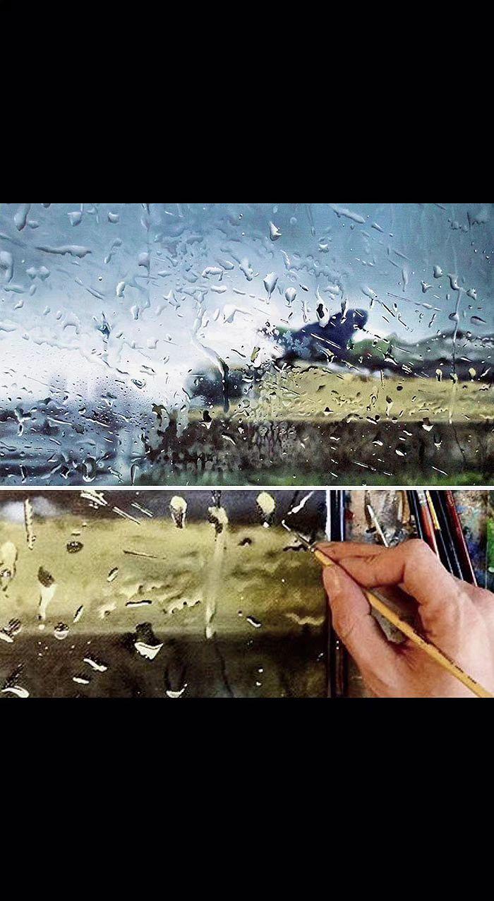 🎨雨珠在玻璃上写诗，画笔却偷藏了整个春天🌿。你看，每个光斑都是未说出口的秘密