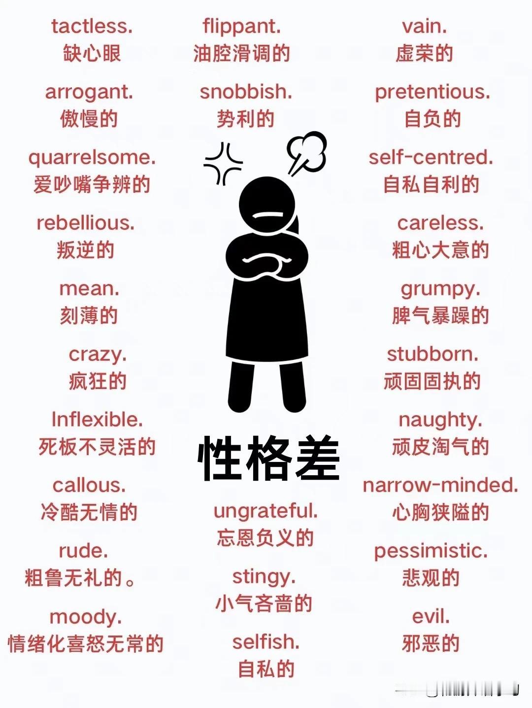 跟“性格差”有关的英语词汇